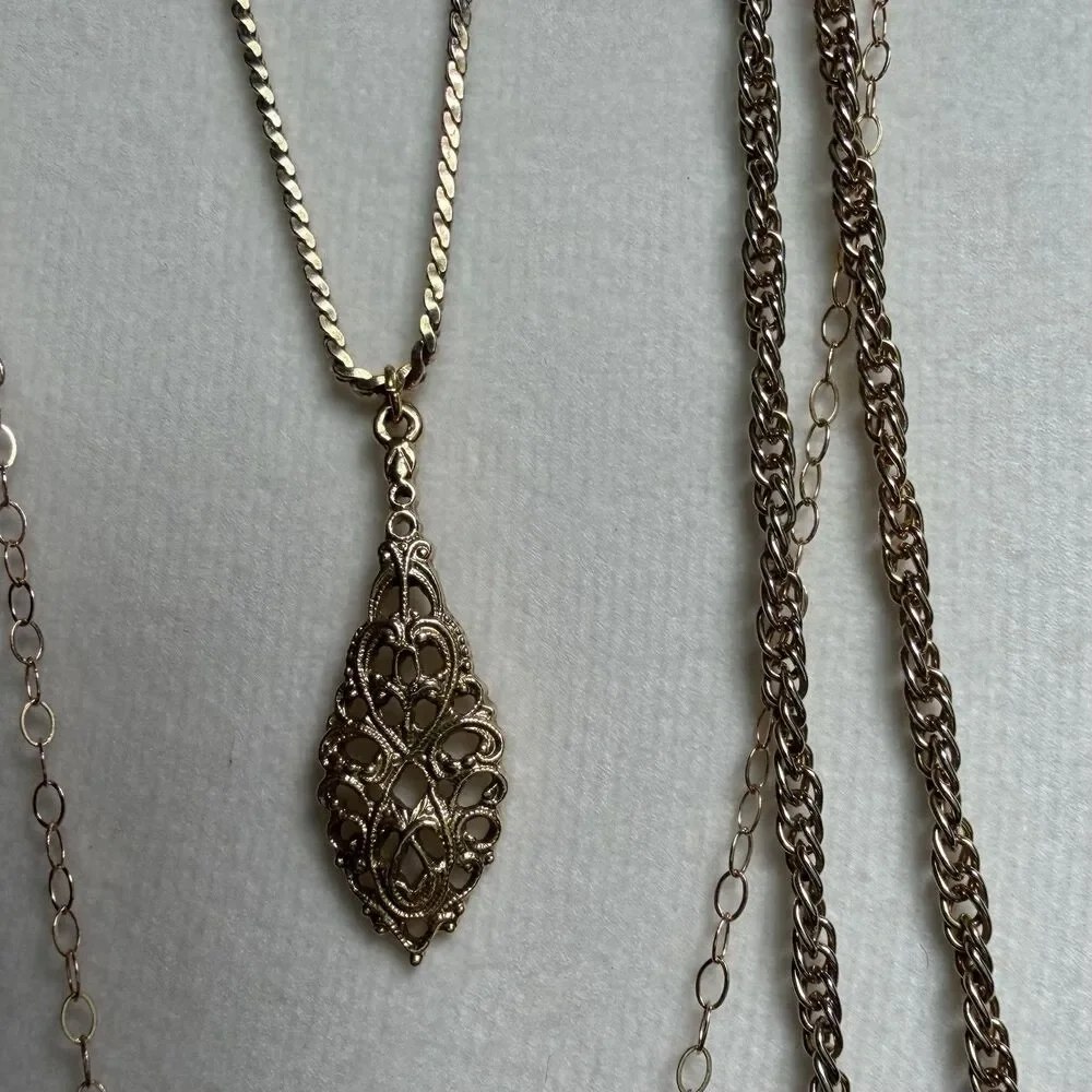 Gold Tone Jewelry Lot Vintage -Now Costume Necklaces Cuff Bracelet Earring Rings